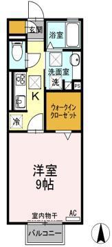 セジュール那加(1K/1階)の間取り写真