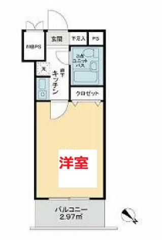 ライオンズマンション川崎貝塚第2(1K/3階)の間取り写真