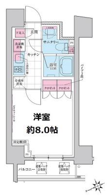 ステラメゾン三軒茶屋(1K/6階)の間取り写真