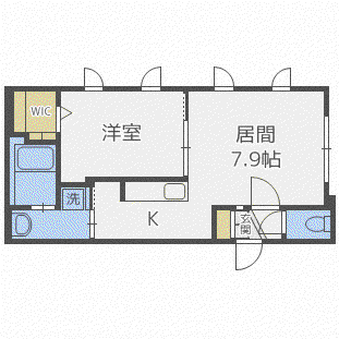 グランメール本郷通13北II(1LDK/2階)の間取り写真