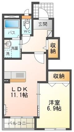 プレジャーズ(1LDK/1階)の間取り写真