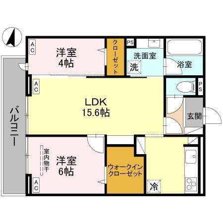 NOBLE PALACE戸塚東 B(2LDK/3階)の間取り写真