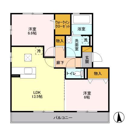 ラヴィエール(2LDK/1階)の間取り写真