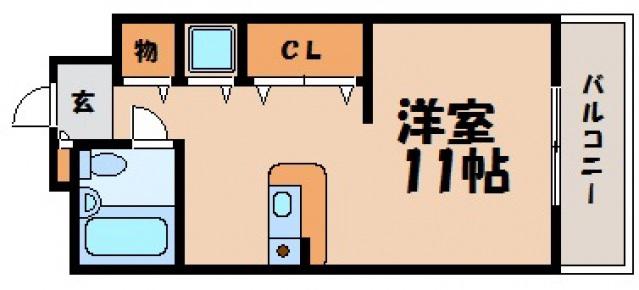グリーンヴィラB棟(ワンルーム/2階)の間取り写真