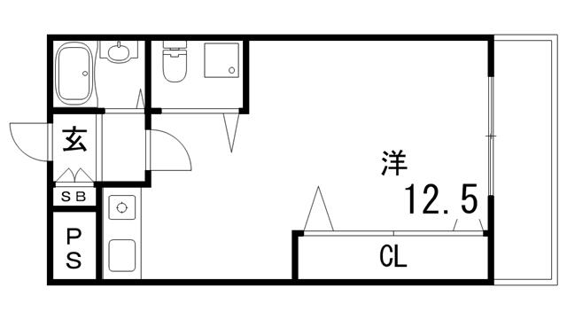 深江グランドハイツ(ワンルーム/4階)の間取り写真