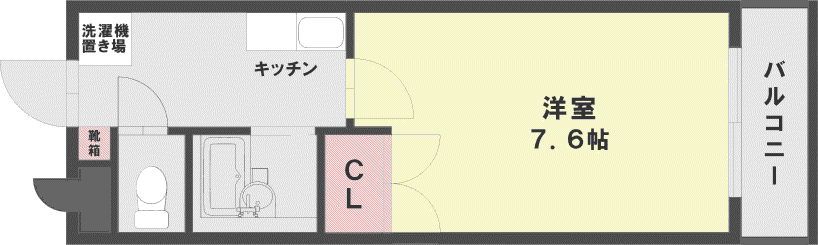 メイン新熊大北(1K/3階)の間取り写真