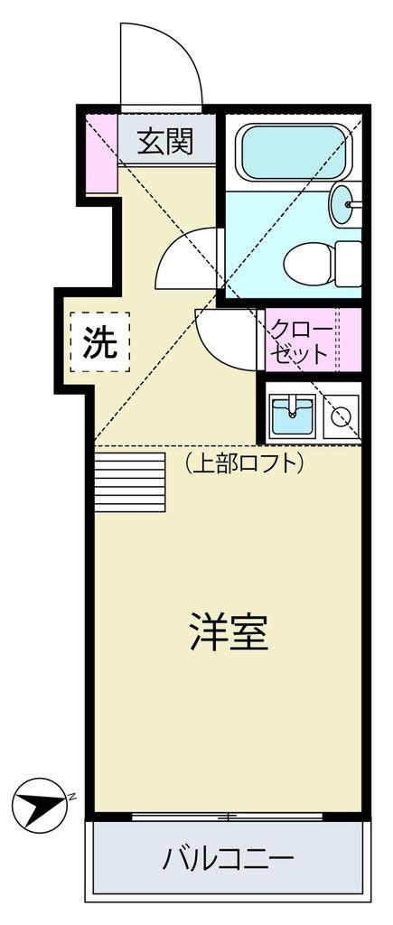 シャムロック白楽(ワンルーム/1階)の間取り写真