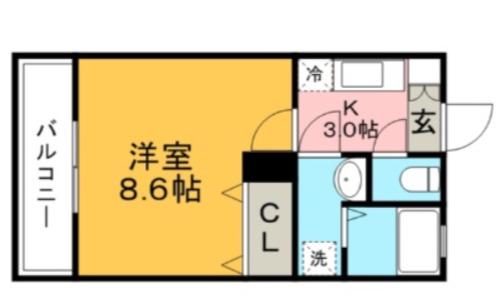 パティオ上津(1K/2階)の間取り写真