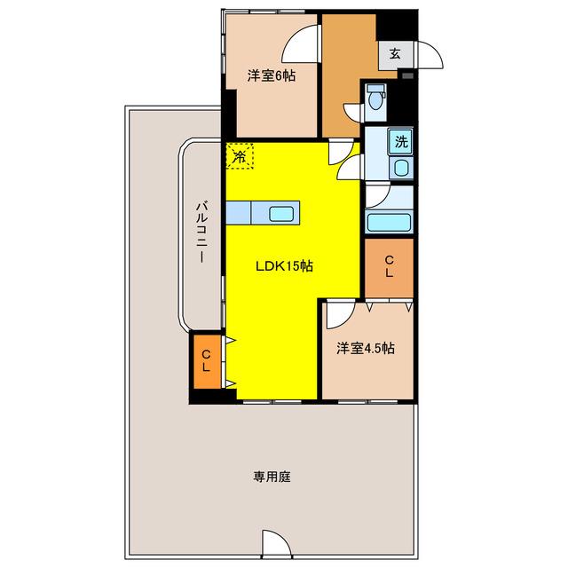 NARABU六番館(2LDK/1階)の間取り写真