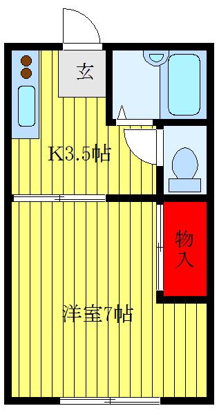 サンハイツコーノ(1K/2階)の間取り写真