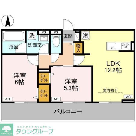 LA MAISON天川原町一丁目 A棟(2LDK/1階)の間取り写真