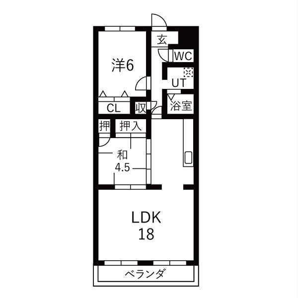 サンモール清水(2LDK/4階)の間取り写真