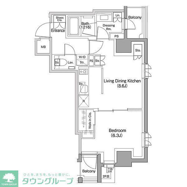 ザ・パークハビオ小石川(1LDK/4階)の間取り写真