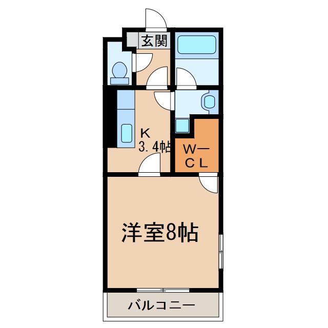 グリシーヌ(1K/1階)の間取り写真