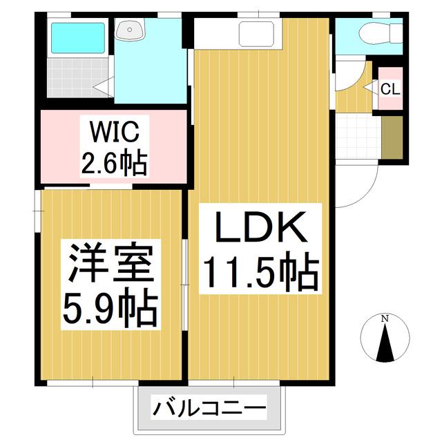 フォーレス広田 A(1LDK/2階)の間取り写真