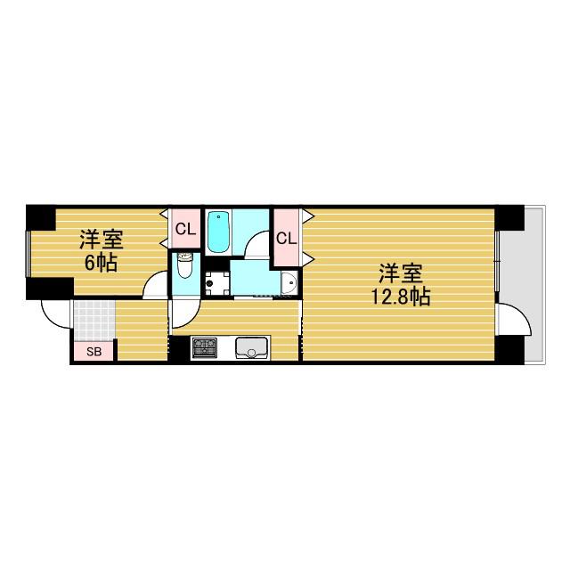 テレーズ神崎川(1LDK/4階)の間取り写真