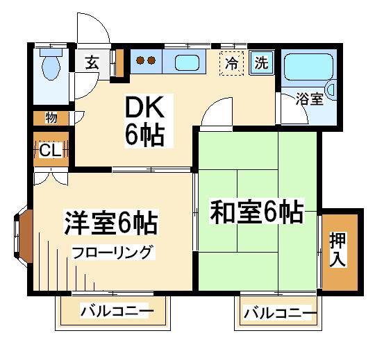 21ホームズ(2DK/1階)の間取り写真