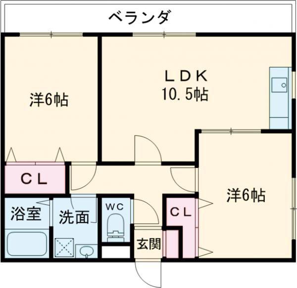 レレーヴアクア(2LDK/2階)の間取り写真