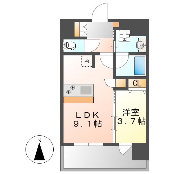 スプランディッド大須門前町(1LDK/2階)の間取り写真