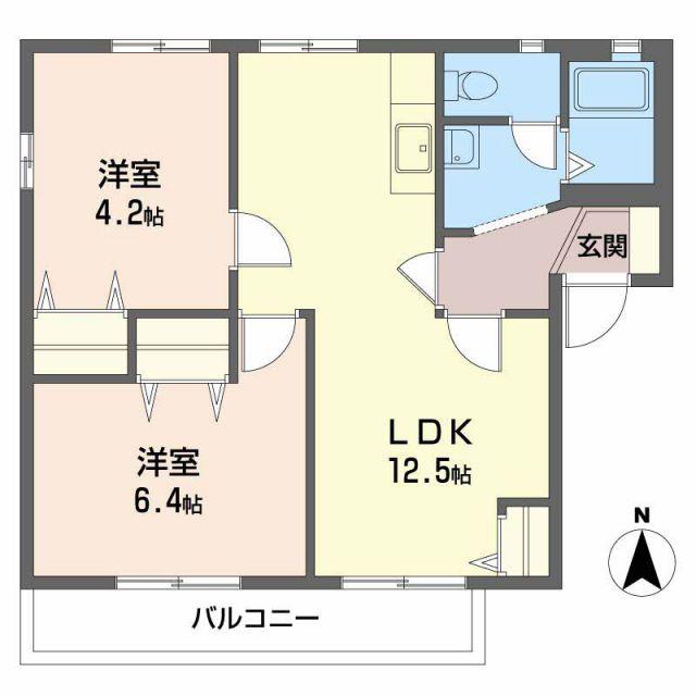 フレグランス大石A・B・C B(2LDK/2階)の間取り写真