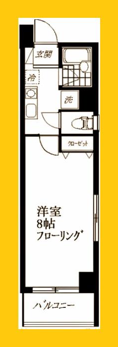 ウィステリアヒルズ(1K/6階)の間取り写真