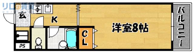 パークサイドアベリア(1K/4階)の間取り写真