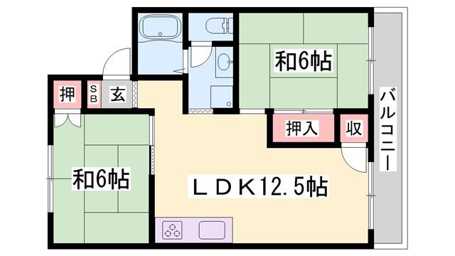 VILLA高嶋(2LDK/2階)の間取り写真