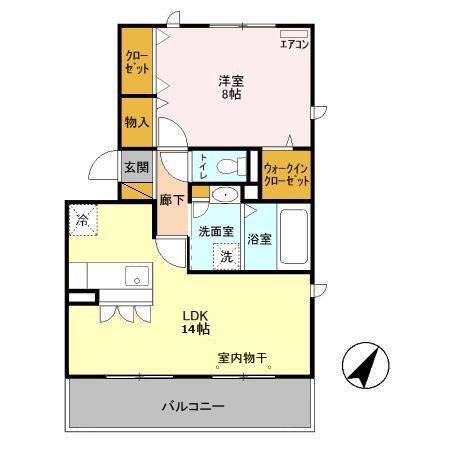 ソレイユ(1LDK/2階)の間取り写真