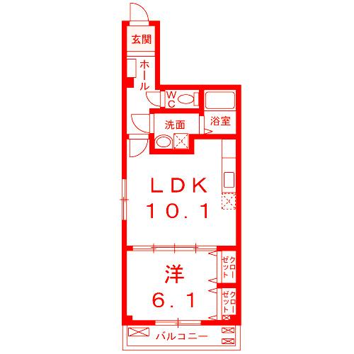 BLOSSOM 栄進(1LDK/2階)の間取り写真