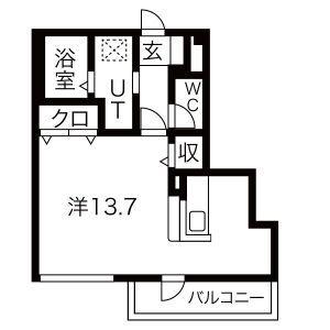 シュッドソレイユ(ワンルーム/2階)の間取り写真