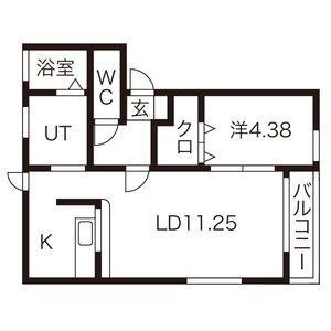 PRIMROSE浅岸I棟(1LDK/1階)の間取り写真