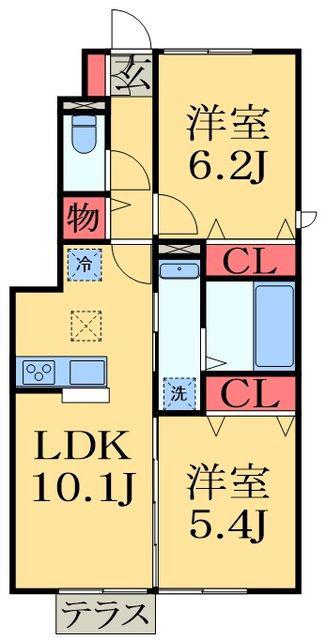 サウスヒルズⅡ(2LDK/1階)の間取り写真