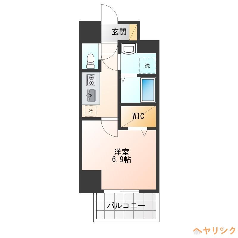 CREST TAPP黒川(1K/4階)の間取り写真
