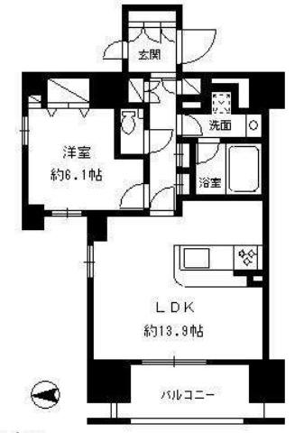パークキューブ東品川(1LDK/4階)の間取り写真