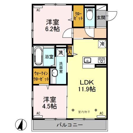 アプリリス(2LDK/1階)の間取り写真