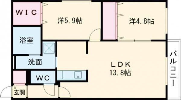 AIRPORT ONE(2LDK/2階)の間取り写真