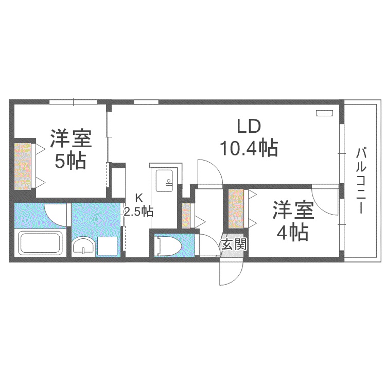 プエンテ発寒(2LDK/1階)の間取り写真