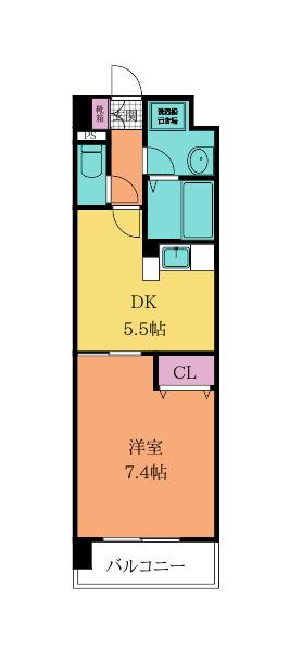 ベイプレイス小倉(1DK/3階)の間取り写真