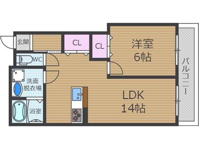 麻田レインボーハイツ(1LDK/1階)の間取り写真