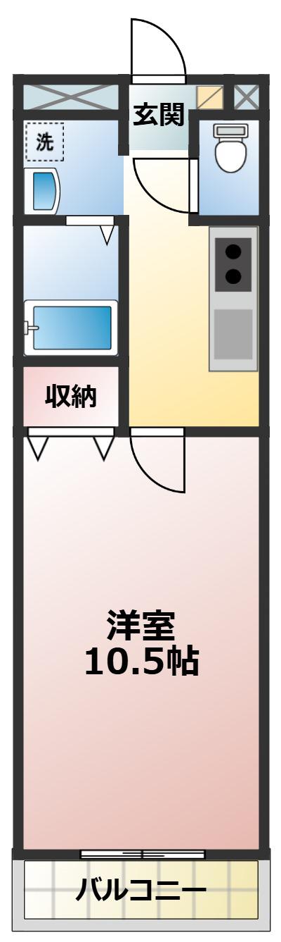 グリーンヴェール(1K/1階)の間取り写真