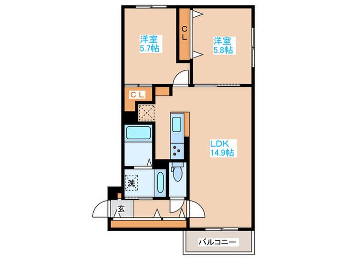 LA COLINA(2LDK/4階)の間取り写真