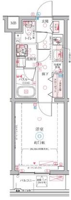クレヴィスタ氷川台(1K/2階)の間取り写真