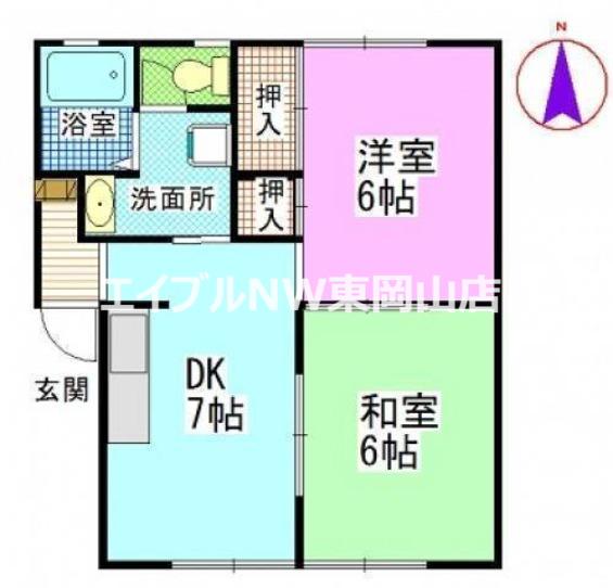 シャンデールF(2DK/2階)の間取り写真