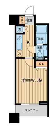 新宿マンション(1K/20階)の間取り写真