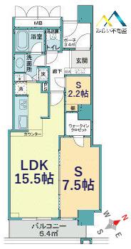 横濱ディアタワー(1SLDK/9階)の間取り写真