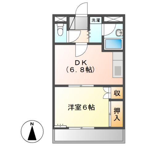 サンタプレイス(1DK/1階)の間取り写真