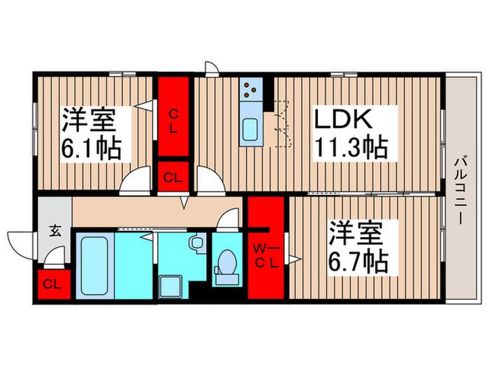 エスポワール アズール(2LDK/1階)の間取り写真