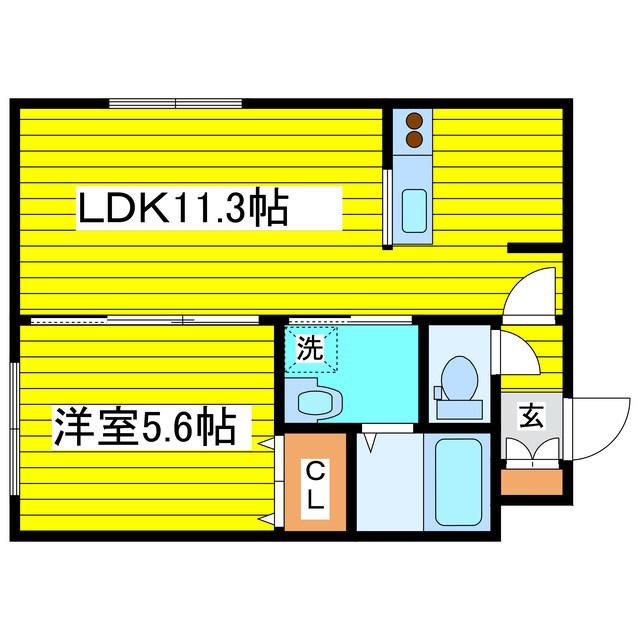 デイズ環状通東(1LDK/3階)の間取り写真