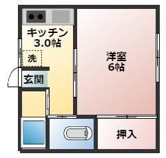 プロルート(1K/2階)の間取り写真