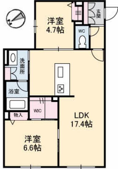 ファンコート堀越弐番館(2LDK/1階)の間取り写真